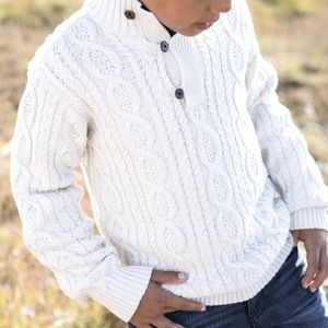 GAP Kids Cable Knit Mock Neck Off White Ivory Sweater Shirt Pull Over Small